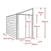 Abri métal anthracite, ouverture latérale toit 1 pente, 2,52 m2, hauteur 153 cm