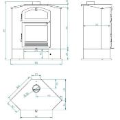 CH-4-R poêle à bois d'angle en acier, four supérieur bûcher inférieur, double combustion