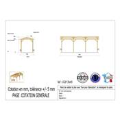 Abri 2 pentes Bois Douglas France Carport Auvent Camping-car 350x950cm H 320cm