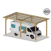 Abri Toit Plat Bois Douglas France Carport Auvent Camping-car 350x1150cm H 320cm