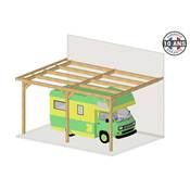 Abri Toit Plat Adossé Bois Douglas France Carport Auvent Camping-car 350x700cm H 320cm