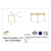 Abri 1 pente Bois Douglas France Carport Auvent voiture 350x750cm H 250cm