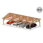 Abri 2 pentes Faitage Décalé Bois Douglas France Carport Auvent voiture 600x1250cm H 250cm