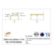 Abri 2 pentes Faitage Décalé Adossé Bois Douglas France Carport Auvent voiture 500x650cm H 250cm