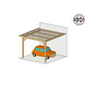 Abri Toit Plat Adossé Bois Douglas France Carport Auvent voiture 450x400cm H 250cm