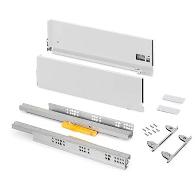 Tiroir ext. Vertex Push Synchro réglages 3D haut. 178mm 40kg prof. 450mm Acier blanc
