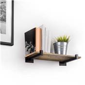 Jeu supports étagères bois Shelf droit tube carré Acier noir