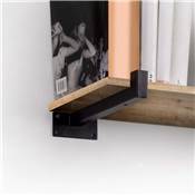 Jeu supports étagères bois Shelf droit tube carré Acier noir