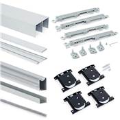 Kit ferrures Placard 81 2 coulissants fermeture souple profilé Wave ép. 18mm Anodisé mat