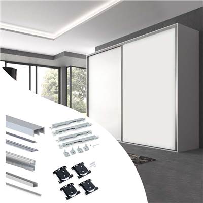 Kit ferrures Placard 90 2 portes coulissantes armoire f. souple profilé Vall ép. 19mm mat