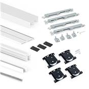 Kit ferrures 2 portes coulissantes armoire fermeture souple Placard profilé Wave ép. 16mm blanc