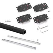 Kit ferrures Flow2 2 portes coulissantes fermeture souple rails encastrés 2,35m Noir