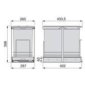 Poubelle recyclage Recycle cuisine 24 L fixation fond extraction manuelle auto. Anthracite