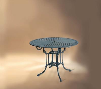 Table brune foncée ronde à dessin classique en fonte d'alu massif 105x74x105cm brune