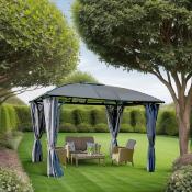 Pergola Gloriette aluminium 4 pentes gris anthracite 10,8 m2