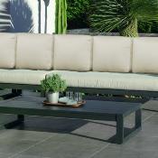 Salon jardin canapé d'angle 4 à 8 places table basse anthracite tissus beige