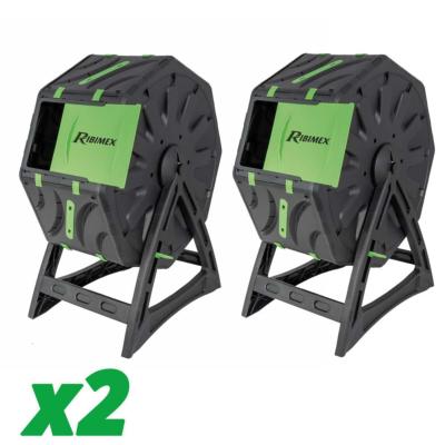 Lot de 2 composteurs rotatifs déchets organiques 70 litres