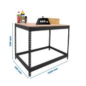 Table de travail en métal anthracite bois 400 kgs dim.900x1200x450mm sans vis