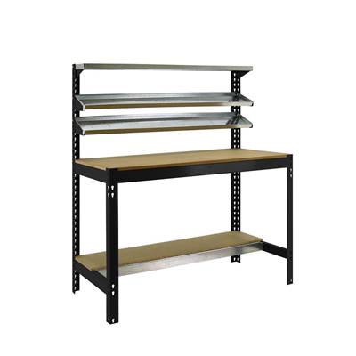 Établi métal anthracite bois capacité charge 600 kgs dim.1445x1210x610mm à visser