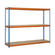 Étagère en métal bleu orange bois 6 étagères 600 kgs dim.2000x1500x900mm sans vis