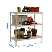 Étagère en métal blanc 3 étagères charge 180 kgs dim.900x800x500mm sans vis