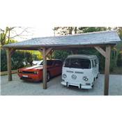 Abri Deux Pentes, Bois DOUGLAS Français, Carport, Auvent, Abri voiture