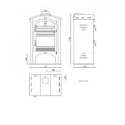 Poêle à bois en acier à double combustion 11.5 Kw 742x1166x525 mm