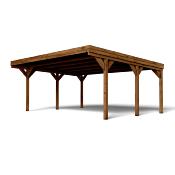 Carport DOUBLE VICTOR, en pin FSC traité autoclave marron classe 3