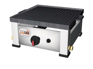 Plancha gaz reversible avec plaque de cuisson chromée et polie