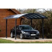 Carport Aluminium toit demi rond coloris gris anthracite surface ext. 14,62 m2