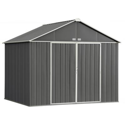 Abri métal toit 2 pentes anthracite et crème, 7,44 m2, porte hauteur 177,2 cm