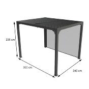 Pergola bioclimatique aluminium anthracite 7.20 m² rideau grd côté