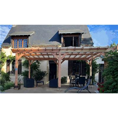 Pergola indépendante Bois Douglas France Carport-Auvent terrasse 500x450cm H 250cm