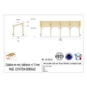 Abri 1 pente Bois Douglas France Carport Auvent voiture 350x1150cm H 250cm