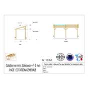Abri 1 pente Bois Douglas France Carport Auvent voiture 350x700cm H 250cm
