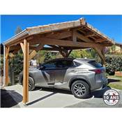 Abri 2 pentes Bois Douglas France Carport Auvent voiture 300x400cm H 250cm