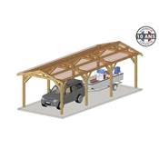Abri 2 pentes Bois Douglas France Carport Auvent voiture 350x950cm H 250cm