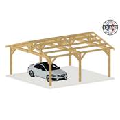 Abri 2 pentes Bois Douglas France Carport Auvent voiture 700x700cm H 250cm