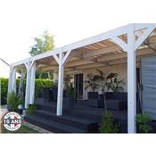 Abri Toit Plat Adossé Bois Douglas France Carport Auvent voiture 450x800cm H 250cm
