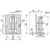 Lot 10 niveleurs circulaires M10 capuchon support meuble diam. 23mm Acier plastique Zingué