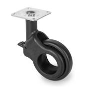 Lot 4 roulettes Hole 2 plétine montage diam. 60mm Acier plastique noir