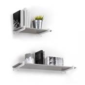 Jeu supports étagères bois Shelf droit tube carré Acier blanc