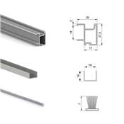 Kit quincaillerie armoire 2 portes couli. f. souple Placard 74 poignée Sharp ép. 18mm mat