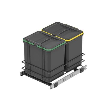 Poubelle recyclage Recycle cuisine 2 x 16 L fixation bas extraction manuelle Anthracite