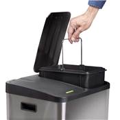 Bac tri sélectif a compartiments Recycle ouverture du couvercle par pédale 2x15L Acier inoxydable