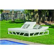 Lit de jardin Balinaise Finition blanc Tissus blanc, 2 places,FILIPINAS-210-D