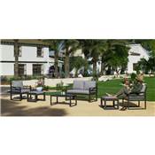 Salon de jardin Sofa reposes pieds Finition anthracite tissus gris clair, PIAVE