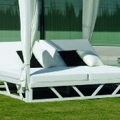 Balinaise bain de soleil 2 places 210x195x216cm blanc tissus blanc rideaux