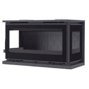 IT-103 FK - Insert à bois en acier, foyer fonte, verre sérigraphié, 3 cotés vitrés, noir