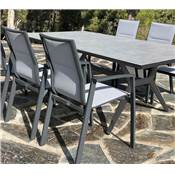 2 Fauteuils à manger structure anthracite tissus gris